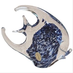 Murano Blown Glass Angel Fish Blue White Glitter in colors Venezia 5.5" H